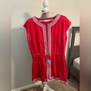 Vineyard Vines Red Midi Dress with White Details